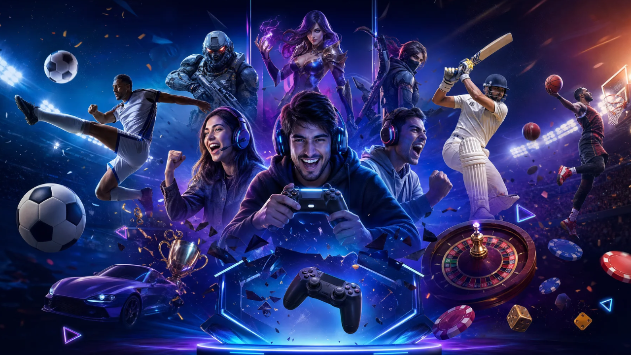 Arte visual de entretenimento esportivo, cassino e jogos digitais